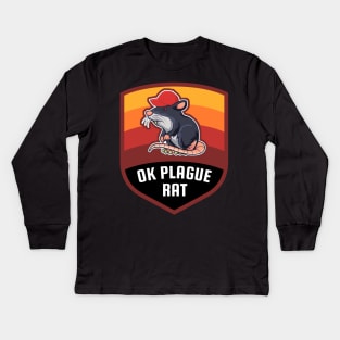 OK Plague Rat Red Hat Gradient Badge Kids Long Sleeve T-Shirt